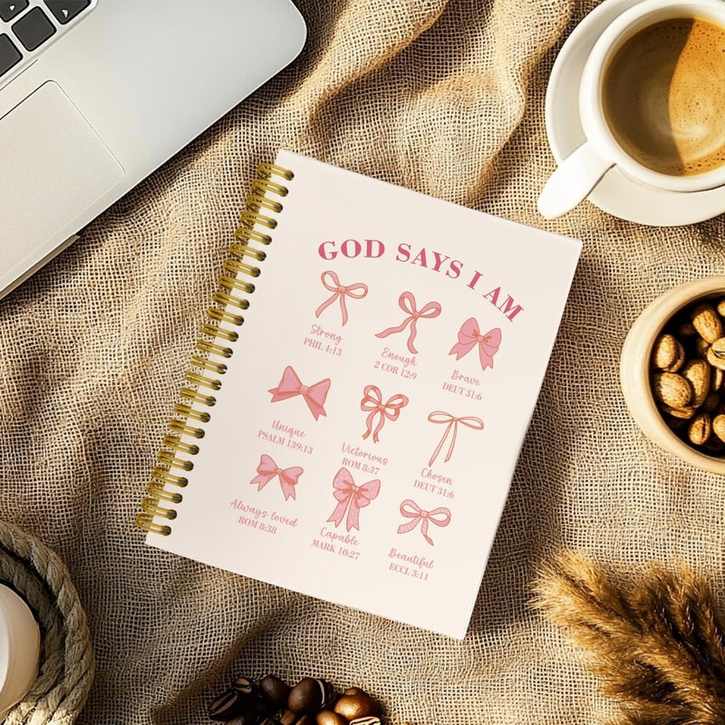 THDSE Bible Journal for Women, Christian Prayer Journal Pink Notebook Gifts for Teen Girls Kids, Bible Study Supplies, Coquette Preppy Bows Cute Church Faith Journaling Hardcover Spiral Notebook 5.5 X 8.3 - Image 4
